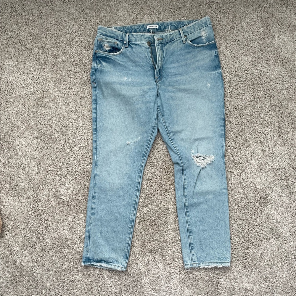 Good American Mid Rise Straight Leg Jeans